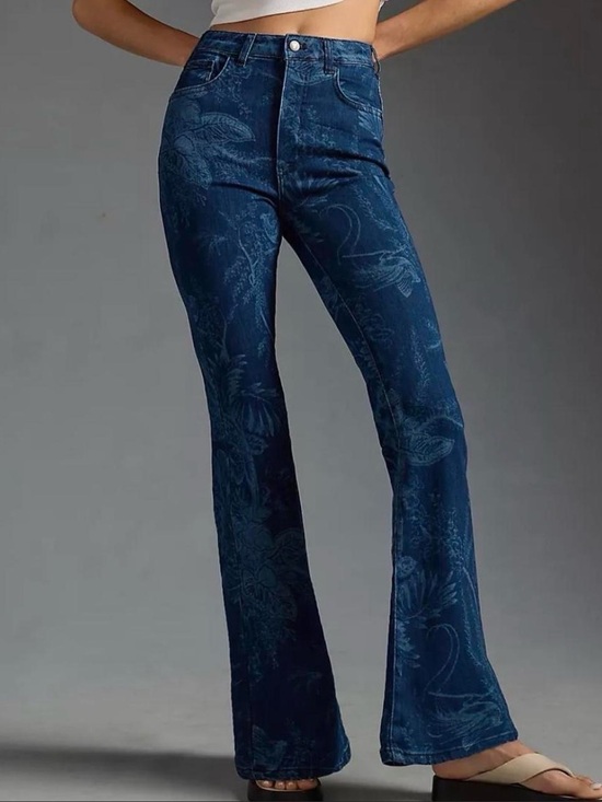 Pilcro Denim - Anthropologie Pilcro The Icon High-Rise Flare Floral Jacquard Jeans 27 NWT